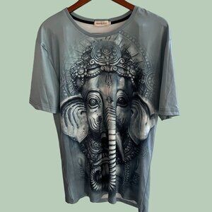 Elephant God Shirt Youth Size 5 Green‎ All Over Print Short Sleeve Girls